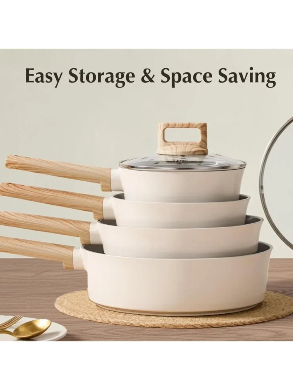 Nonstick Ceramic Cookware Set - Induction Compatible, Dishwasher Safe